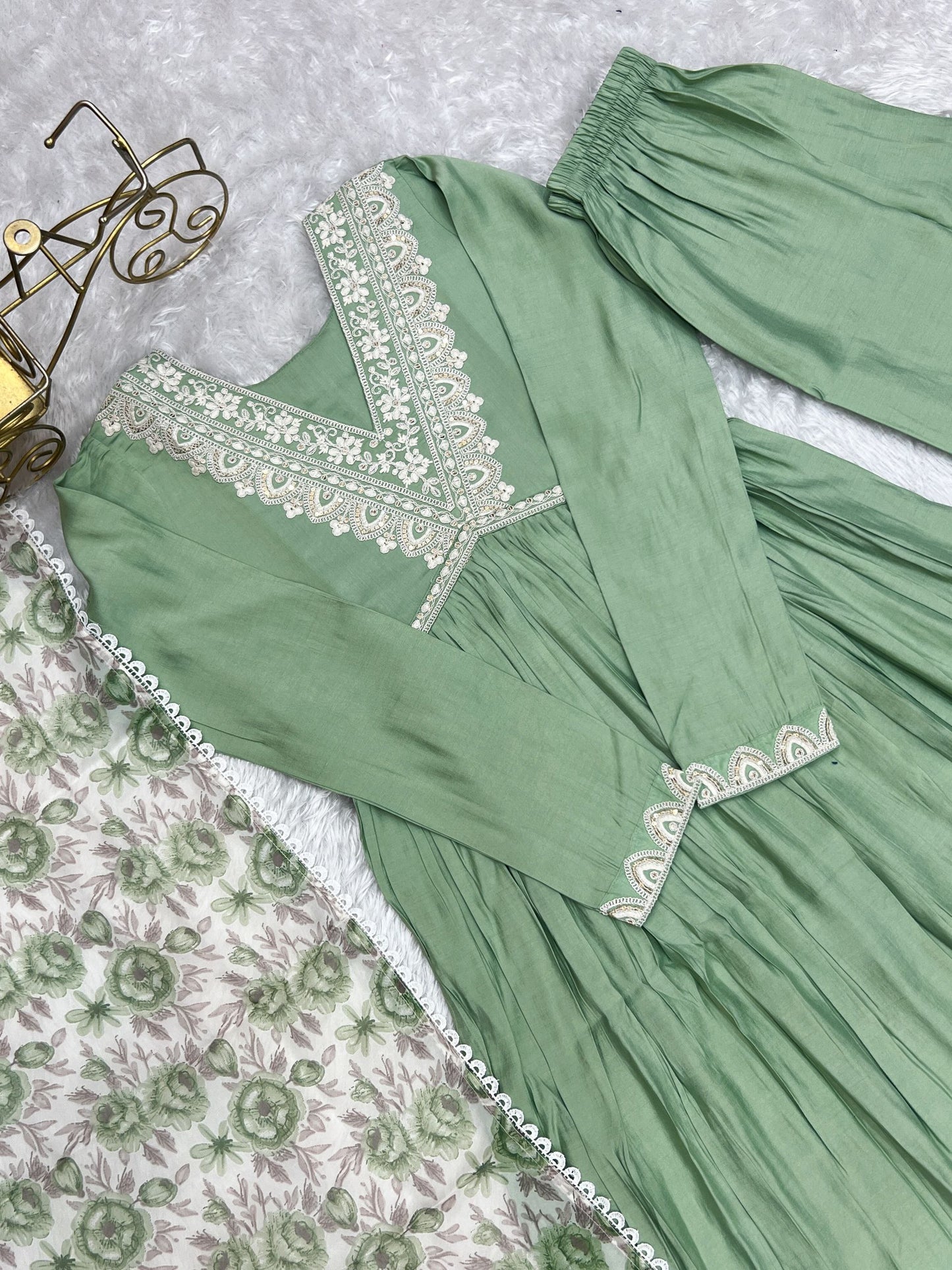 Latest Designer Romansilk Chanderi Nyra Cut Kurti-Pant Collection.