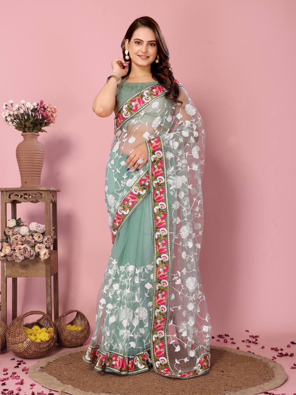 Latest Soft Net Saree Collection.