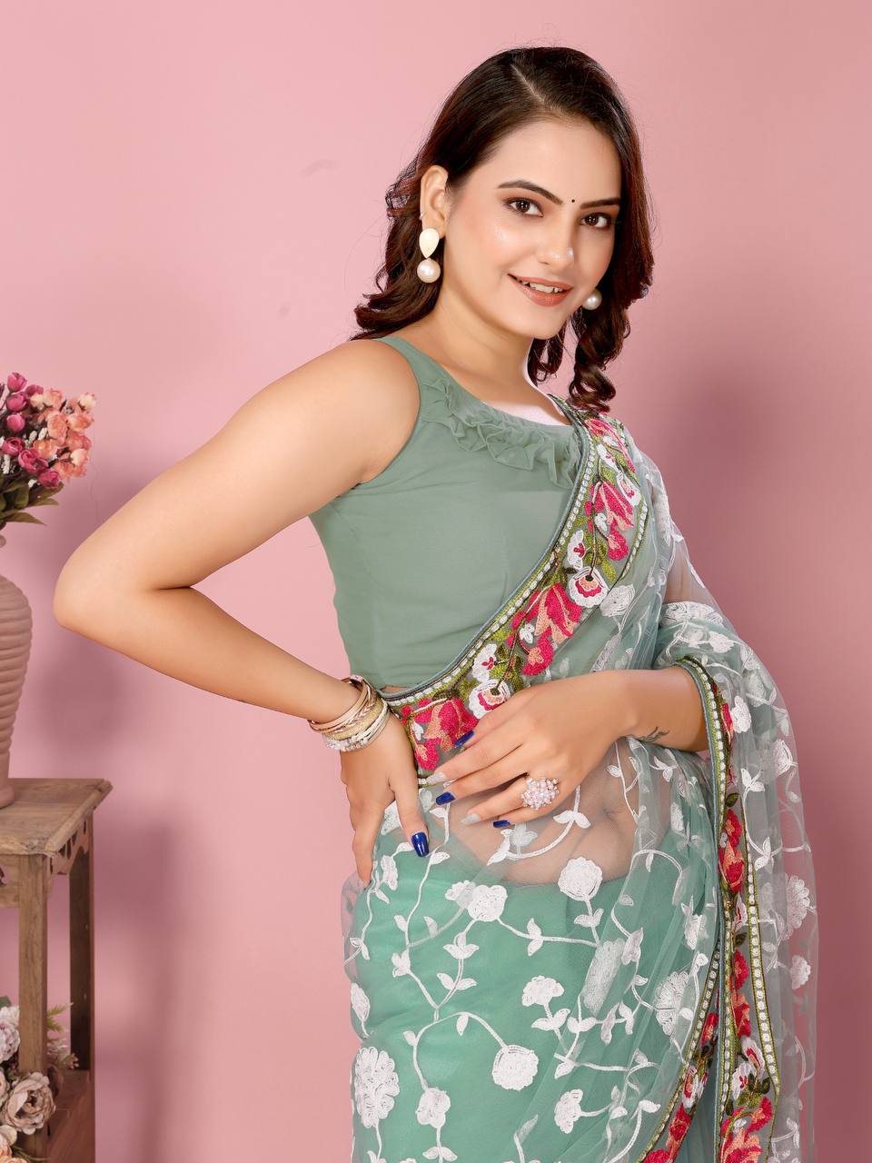 Latest Soft Net Saree Collection.