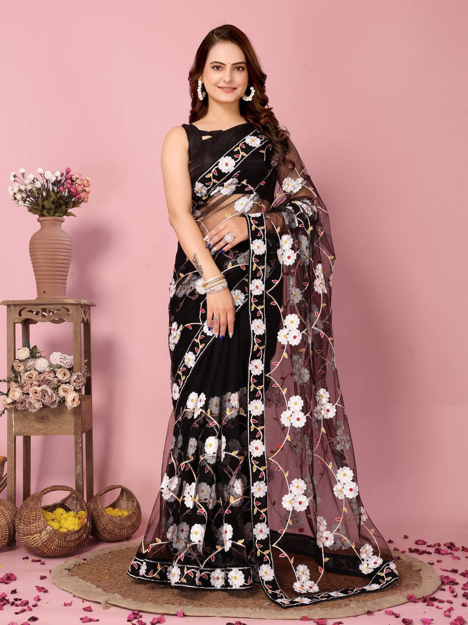 Premium Soft Net Party Wear Special Black Saree.