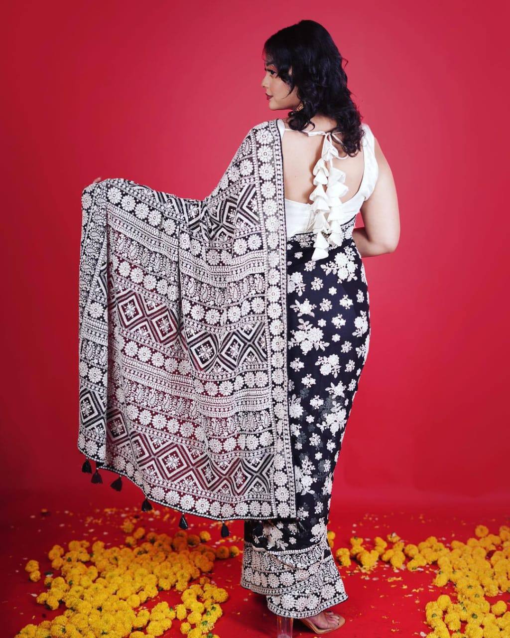 Most Demanding Beautiful Designer Party Wear Black Saree Collection.