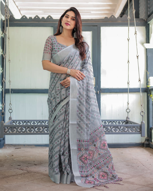 Soft Linen Saree Subtle Elegance.