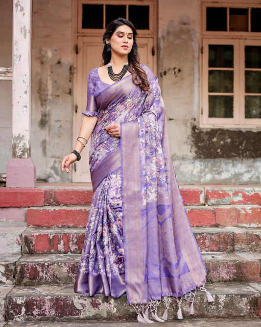 Royal Banarasi Digital Printed Silk Saree.