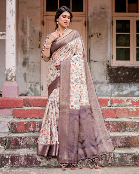 Grace in Banarasi Elegance Digital Printed Silk Saree.