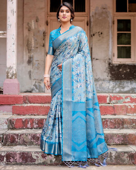 Luxurious Mesmerizing Blue Banarasi Elegance!