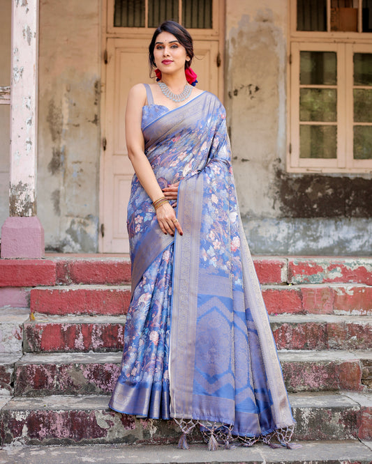 Ethereal Banarasi Digital Printed Silk Saree.