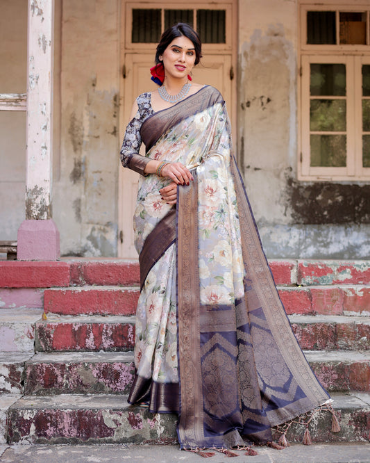 Timeless Banarasi Digital Printed Silk Saree.