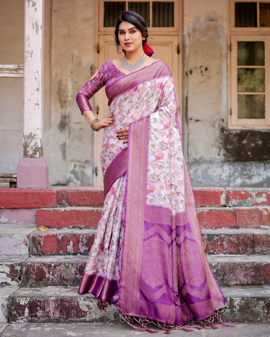 Royal Banarasi Digital Printed Silk Saree.