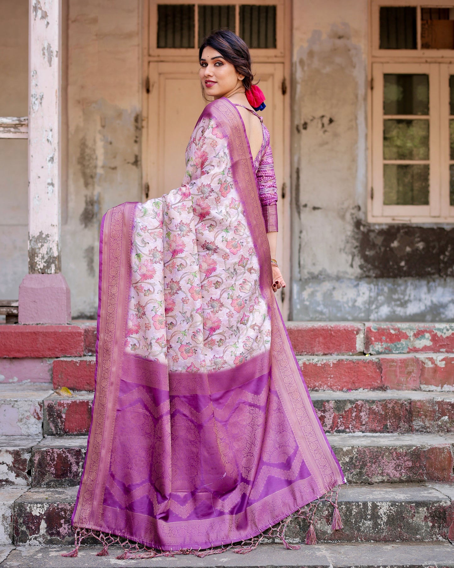Royal Banarasi Digital Printed Silk Saree.