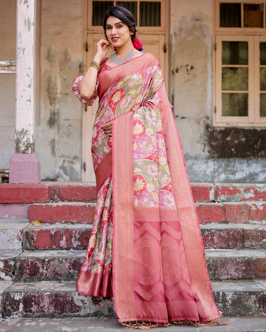 Elegant Banarasi Digital Printed Silk Saree.
