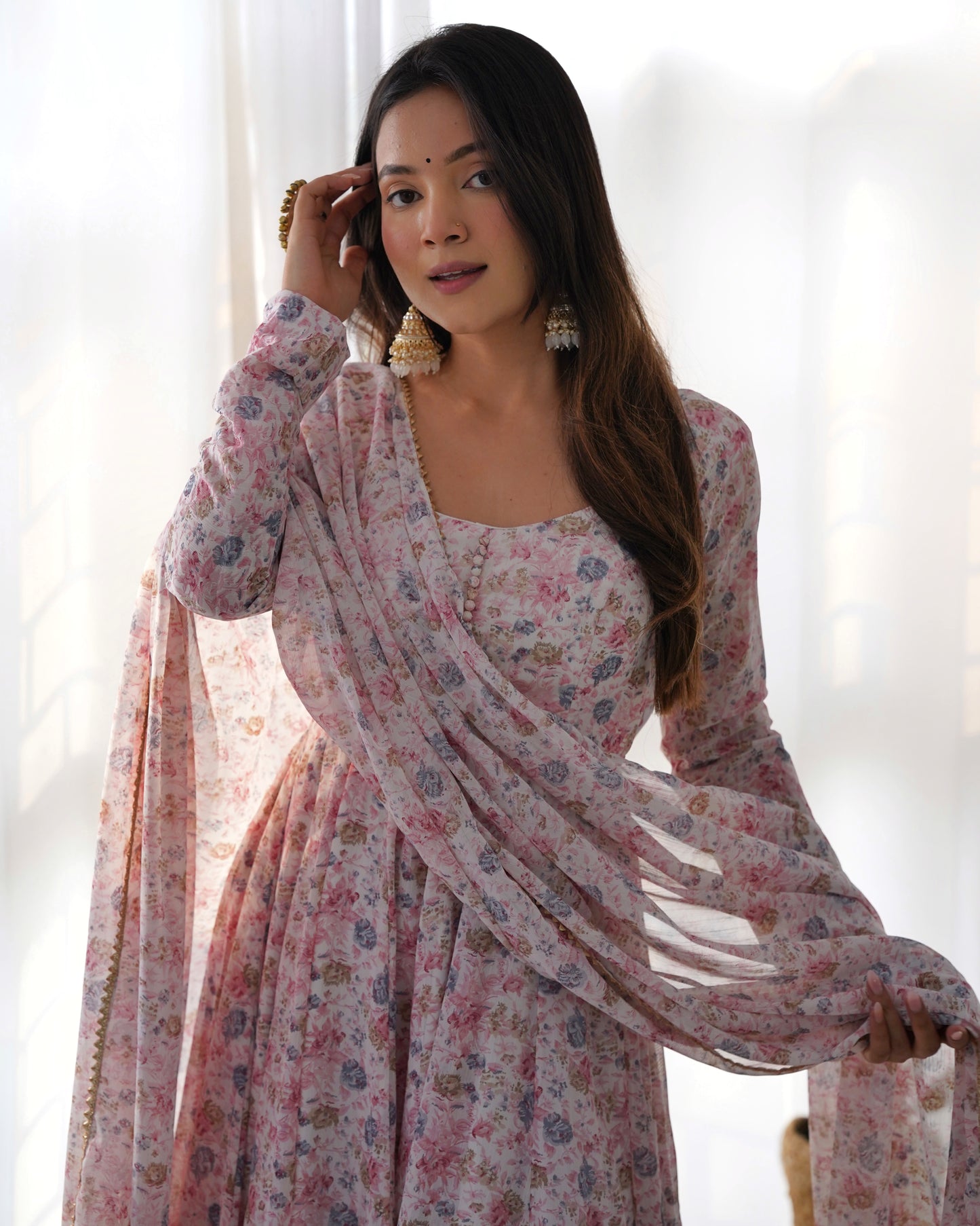 Casual Wear Special Pink Chiffon Outfit.