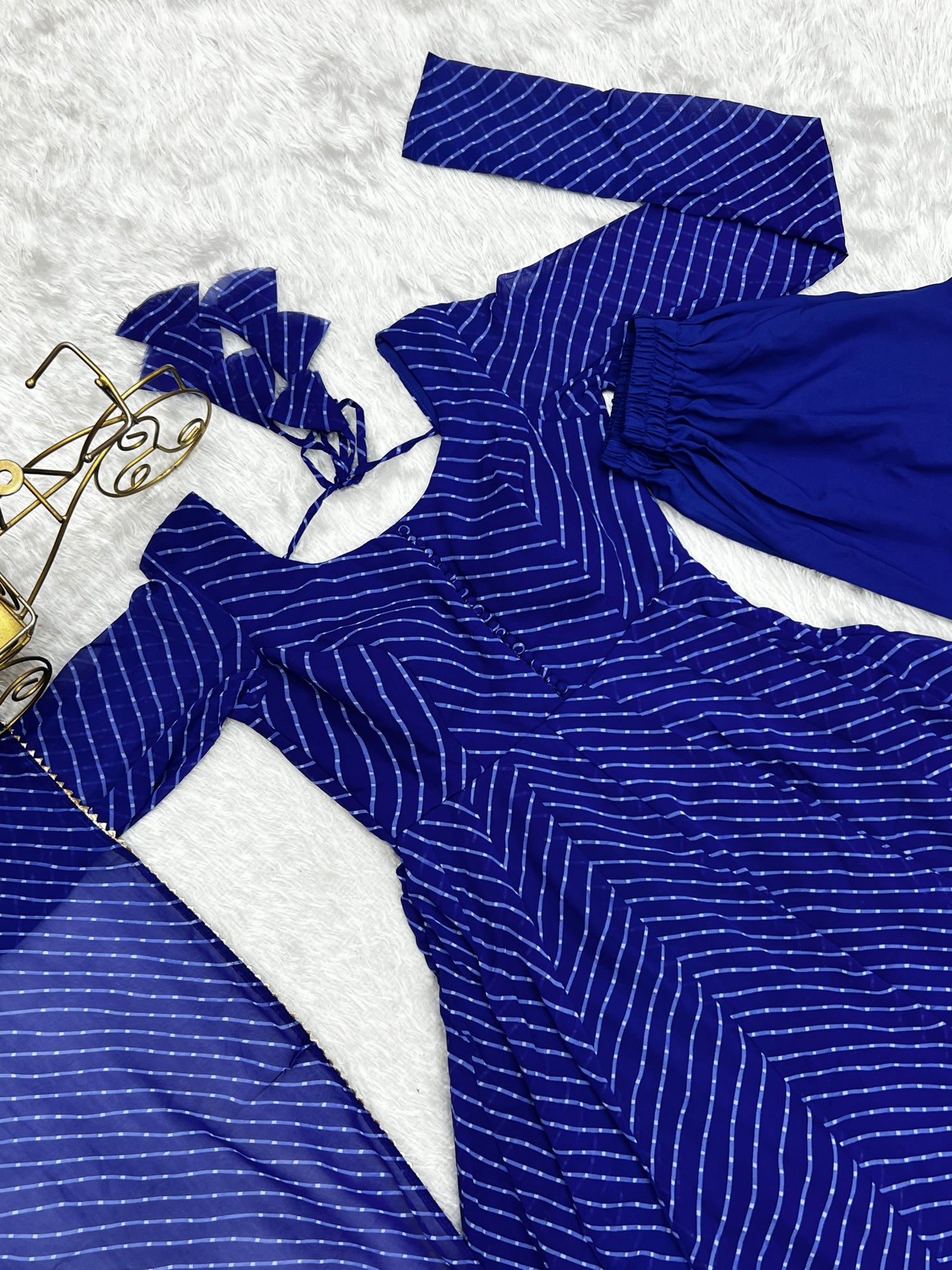 Laheriya Print Ocassion Wear Special Blue Gown.