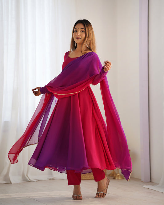 Beautiful Dark Pink Colourfull Padding Festival Season Special Trendy Outfit.
