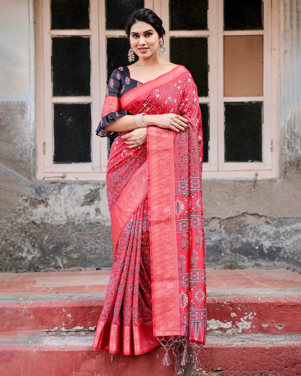 Occasions Wear Special Pure Silk Red Saree.