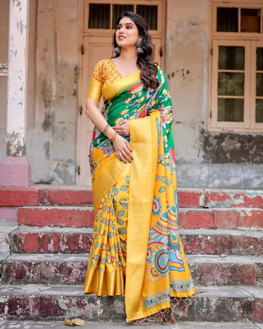 Haldi Ceremony Special Pure Silk Rich Yellow Saree.
