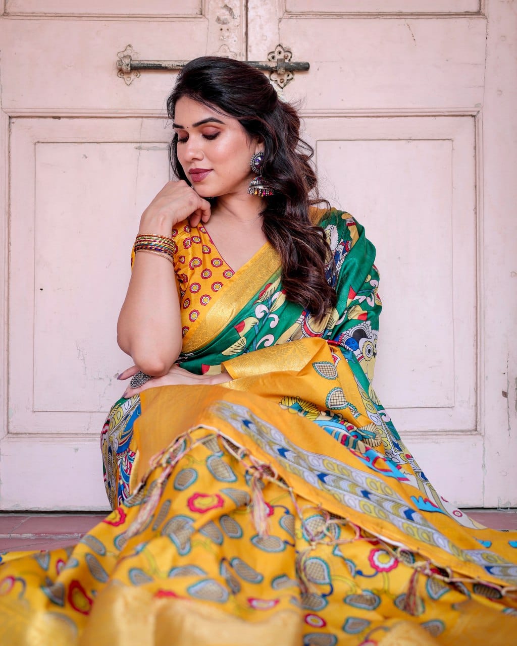 Haldi Ceremony Special Pure Silk Rich Yellow Saree.