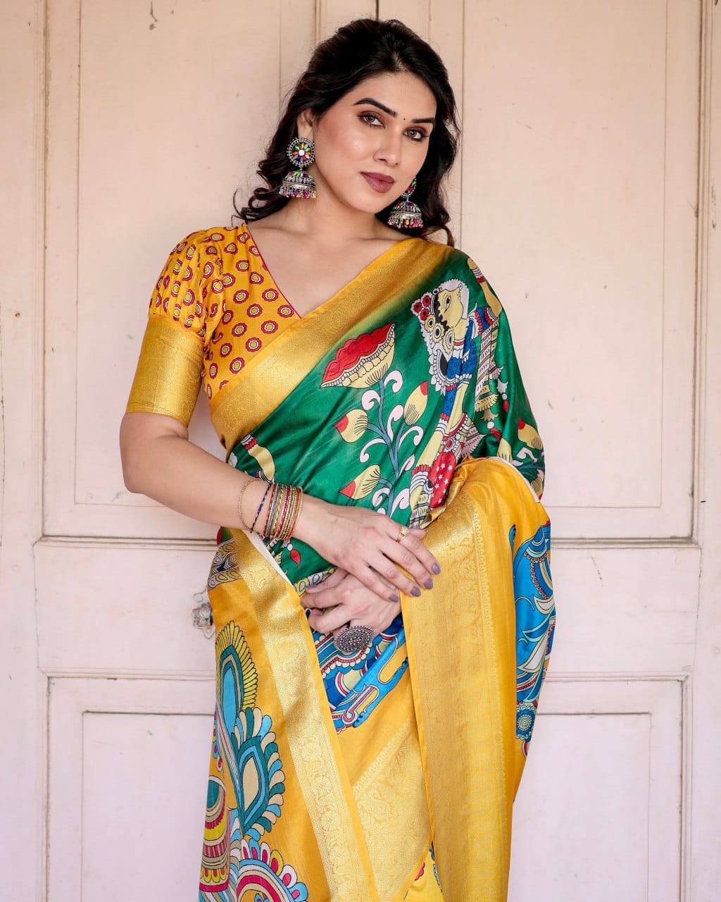 Haldi Ceremony Special Pure Silk Rich Yellow Saree.