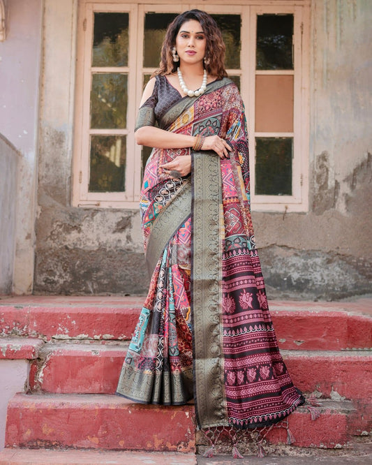 Beautiful Elegantly Digital Printed Pure Silk Saree Collection.