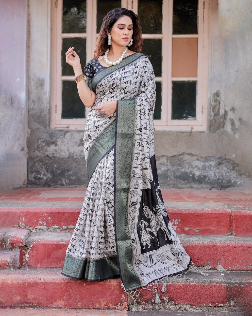 Premium Digital Printed Pure Silk Casual Wear Special Saree.