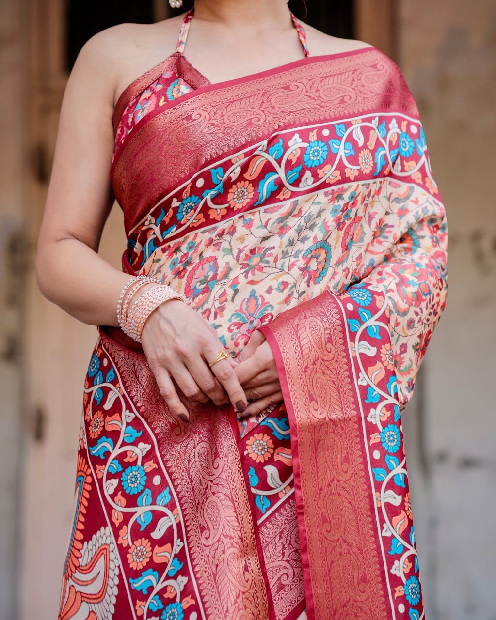 Most Beautiful Digital Printed Pure Silk Saree.