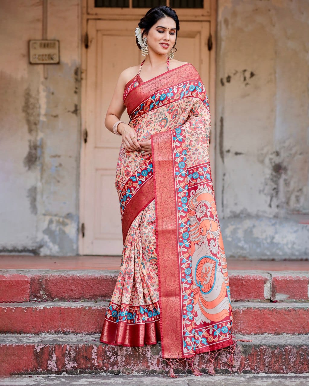Most Beautiful Digital Printed Pure Silk Saree.
