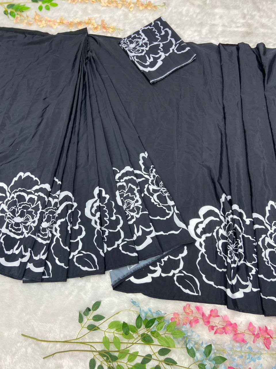 1 - Min Ready To Wear Rangoli Saree With Unstitched Blouse.