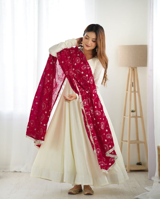 Beautiful White Anarkali Huge Flaired Gown Collection.