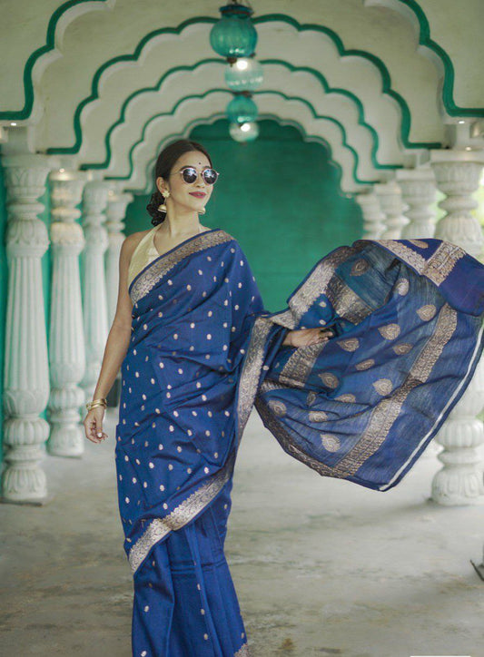 Party Wear Blue Designer Saree Collection.