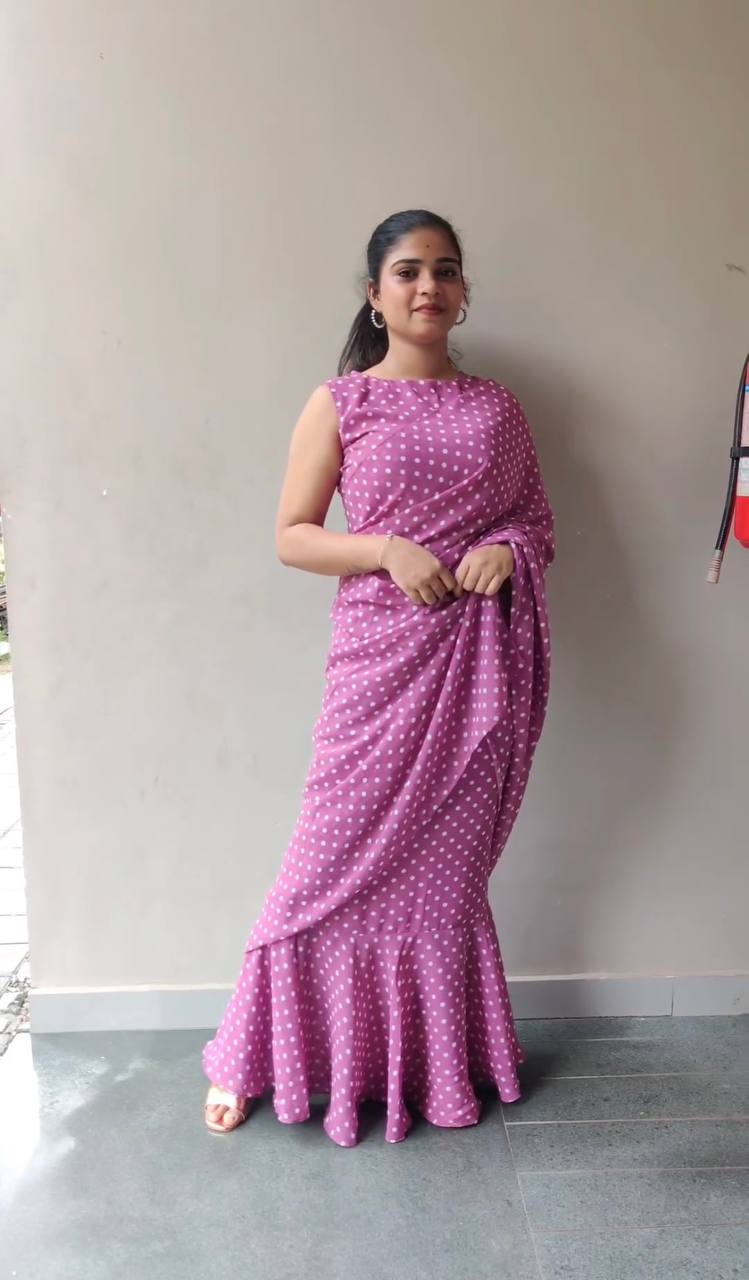 New Latest Designer Trendy 10 Second Ready Made Gown Saree.