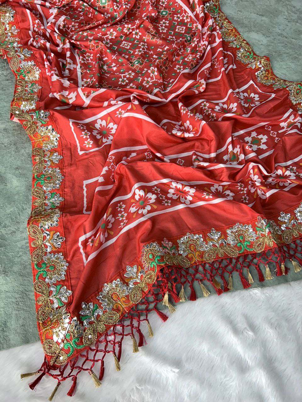 Vichitra Silk Digital Patola Print Vichitra Silk Saree Collection.