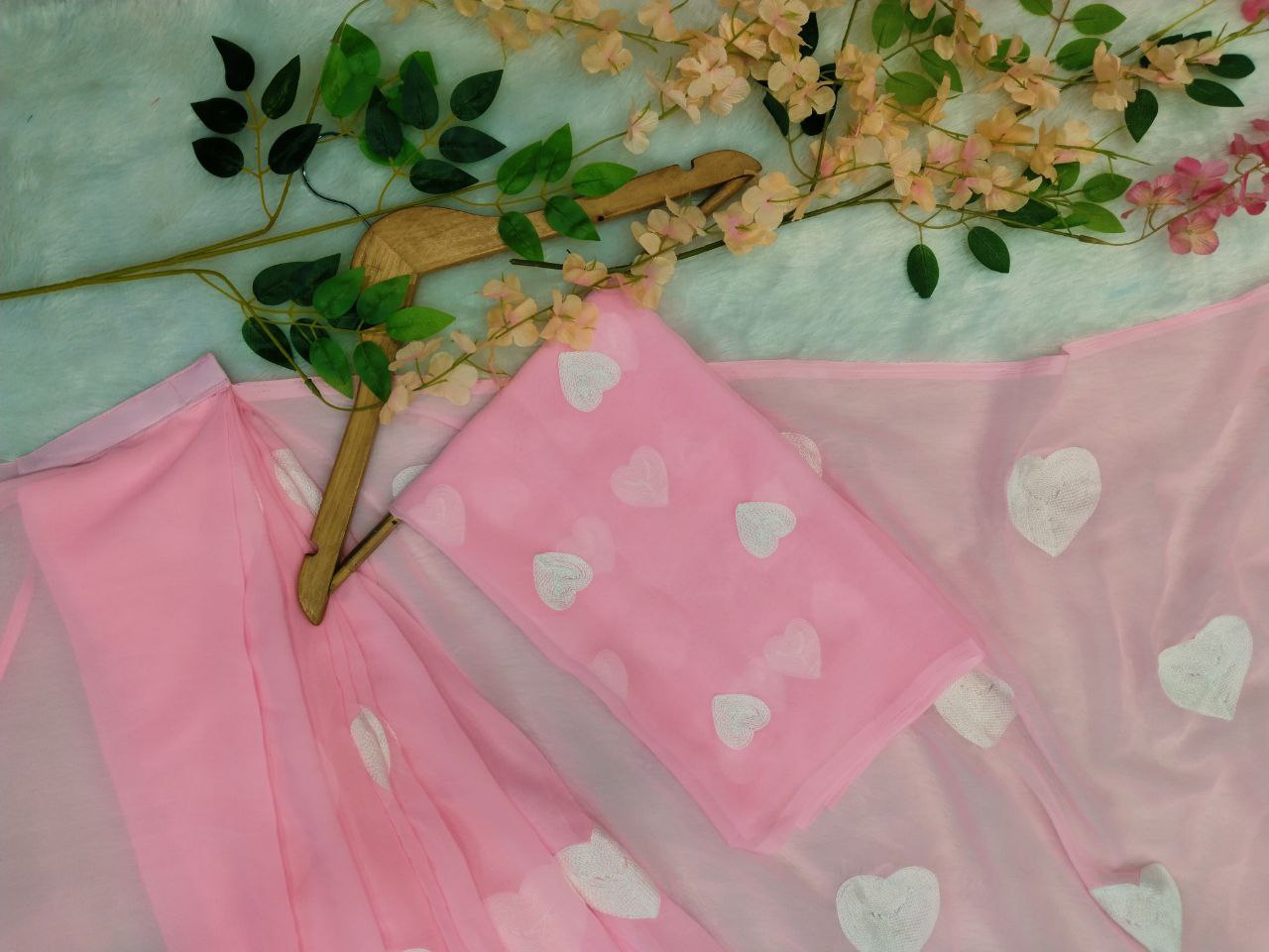 Preety Premium Georgette Baby Pink Ready To Wear Saree.