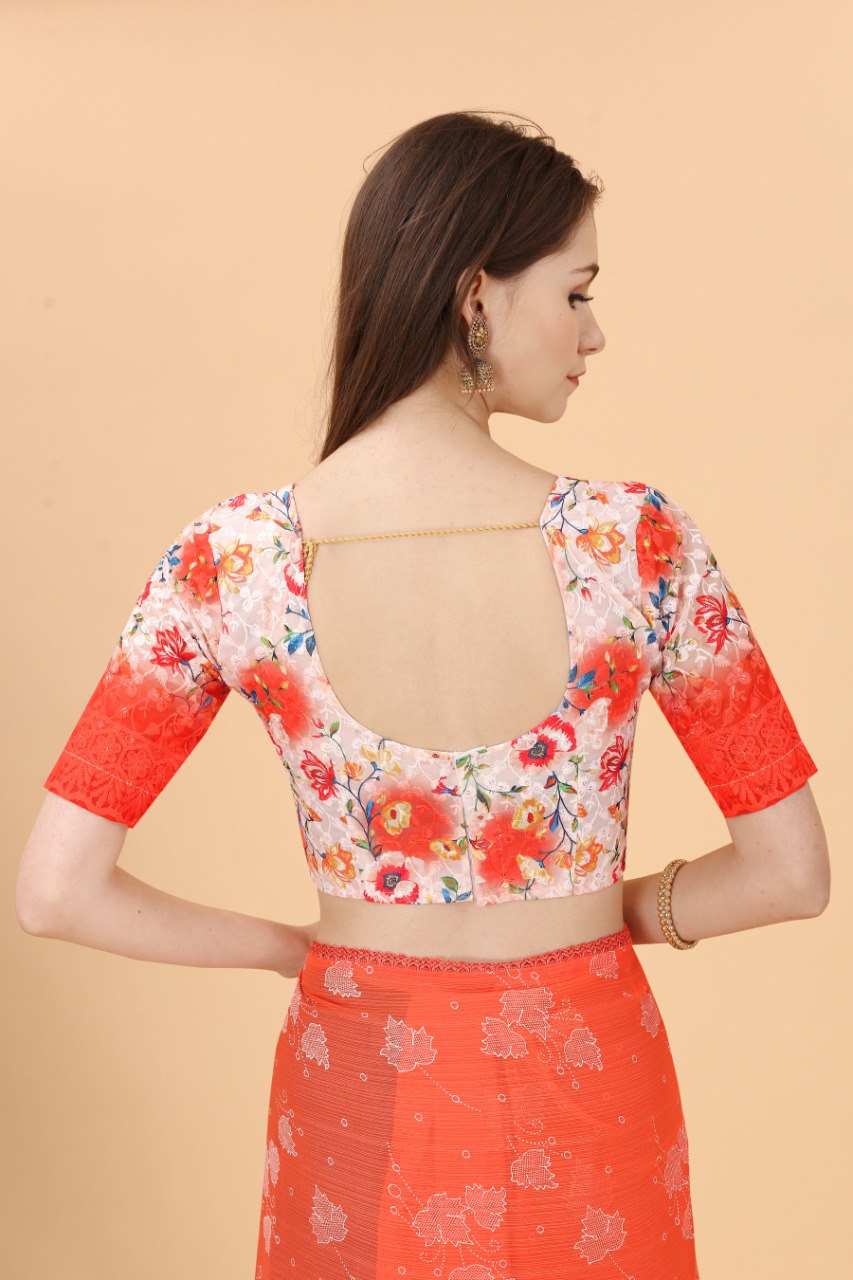 Pretty Orange Colour Designer Zomato Silk Saree Collection.