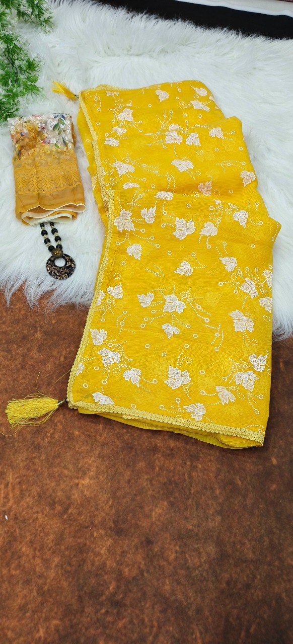 Haldi Ceremony Special Yellow Zomato Silk Saree Collection.