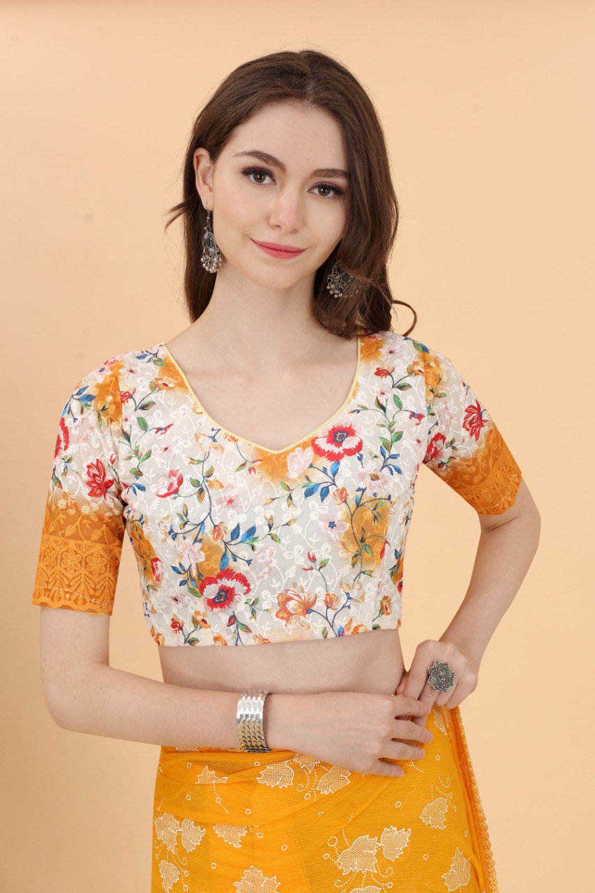 Haldi Ceremony Special Yellow Zomato Silk Saree Collection.