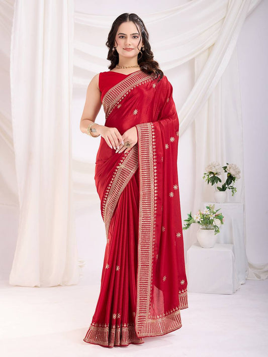 Adorable Designer Chinon Silk Saree Collection.