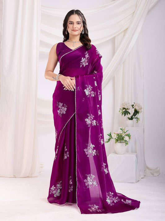 Party Wear Special Premium Zimmy Choo Silk Saree Collection.