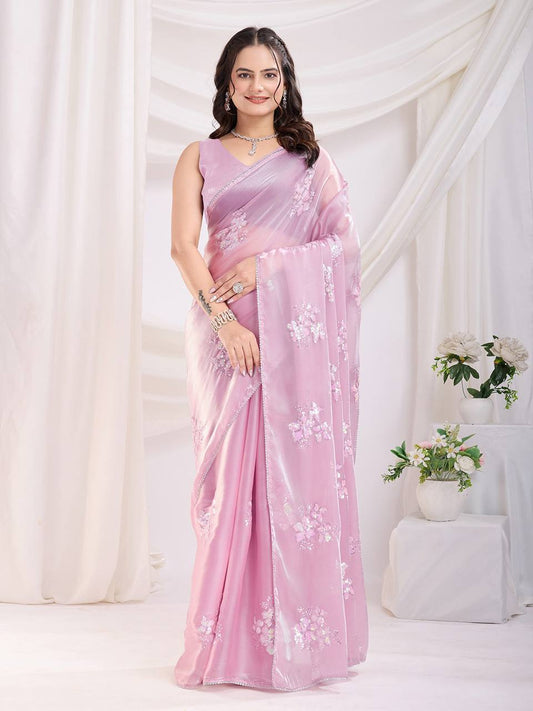 Beautiful Embroidery Sequence Work Zimmy Choo Saree Collection.