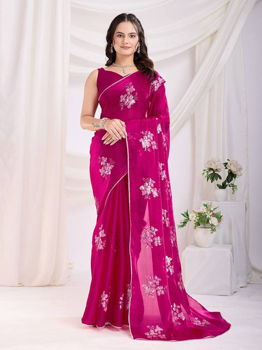 Latest New Party Wear Pink Saree Collection.