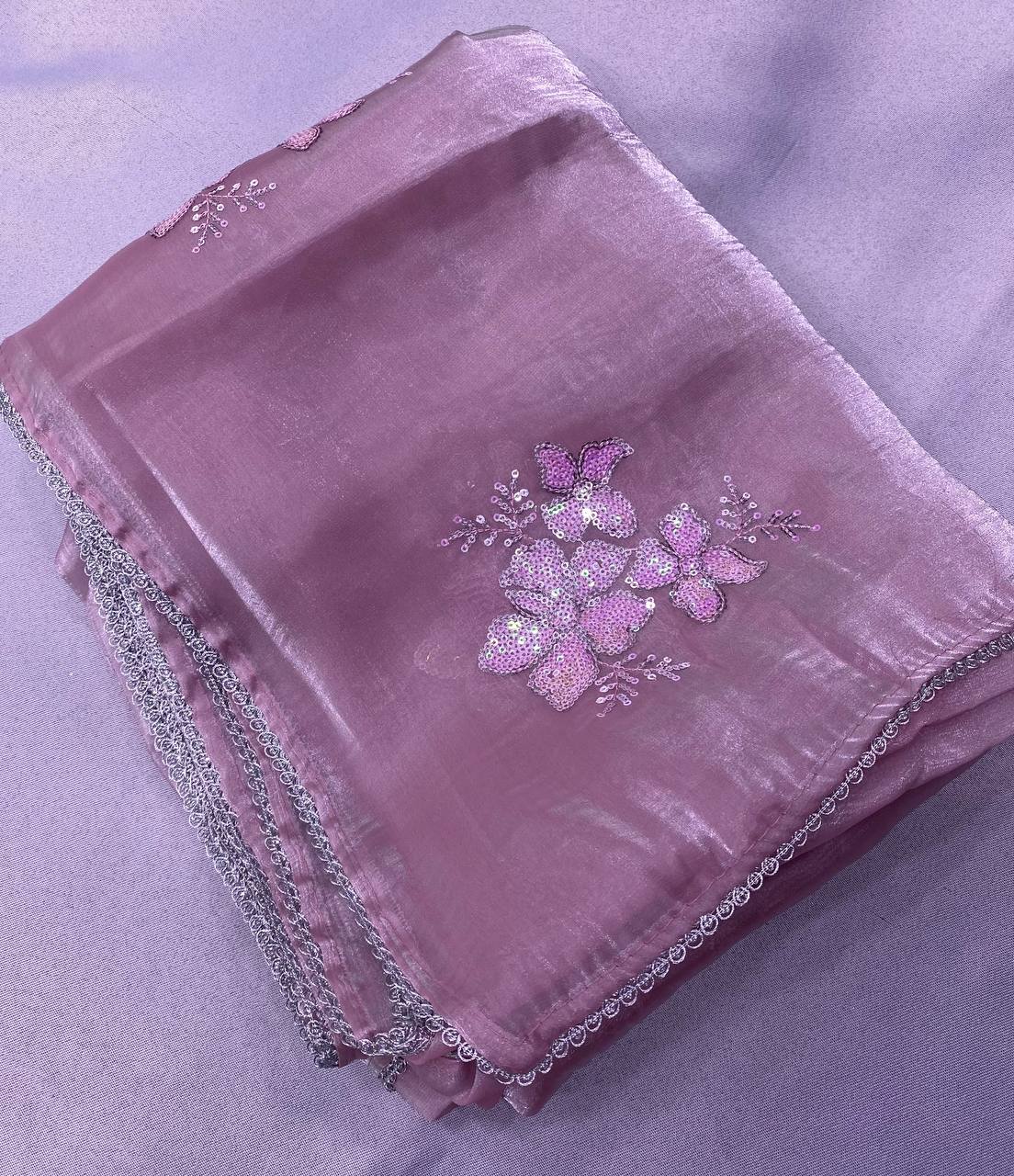 Beautiful Embroidery Sequence Work Zimmy Choo Saree Collection.
