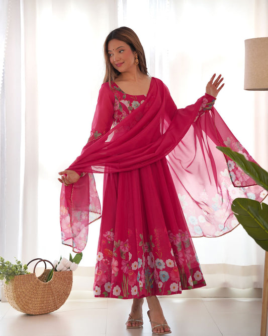 Beautiful Pretty Designer Pink Anarkali suit.