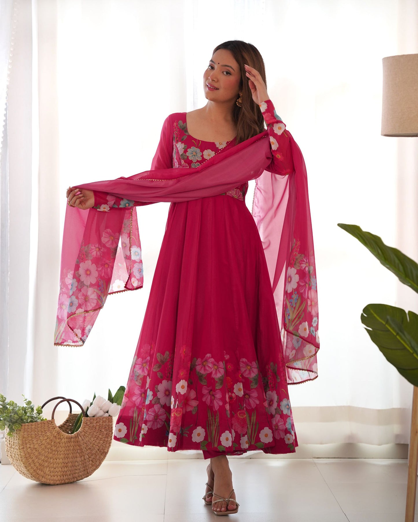 Beautiful Pretty Designer Pink Anarkali suit.