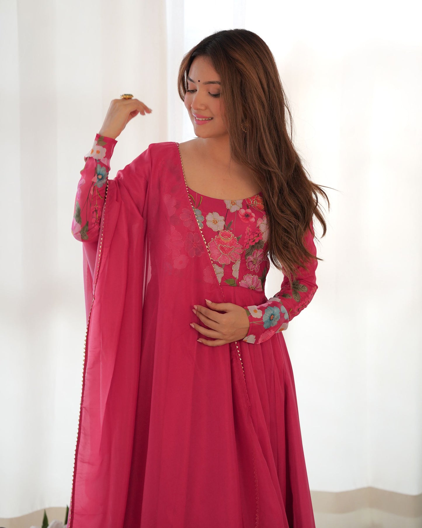Beautiful Pretty Designer Pink Anarkali suit.