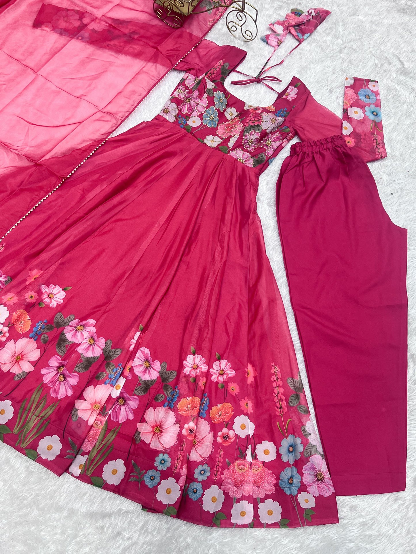 Beautiful Pretty Designer Pink Anarkali suit.
