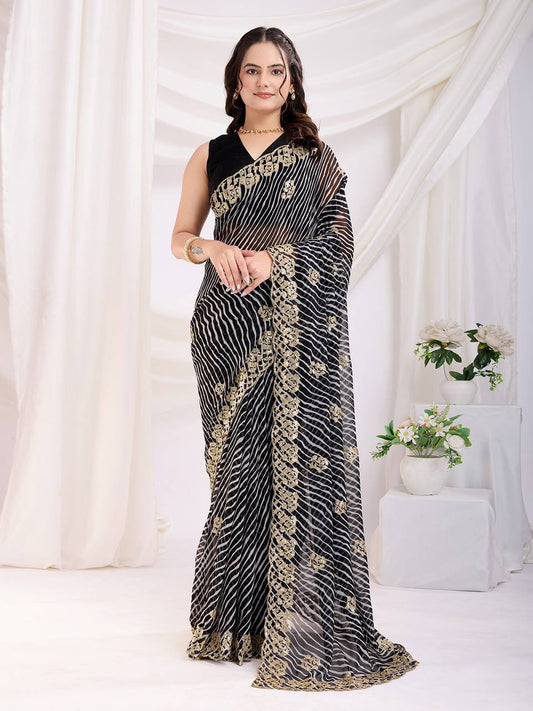 Party Wear Black Georgette Saree Collection.