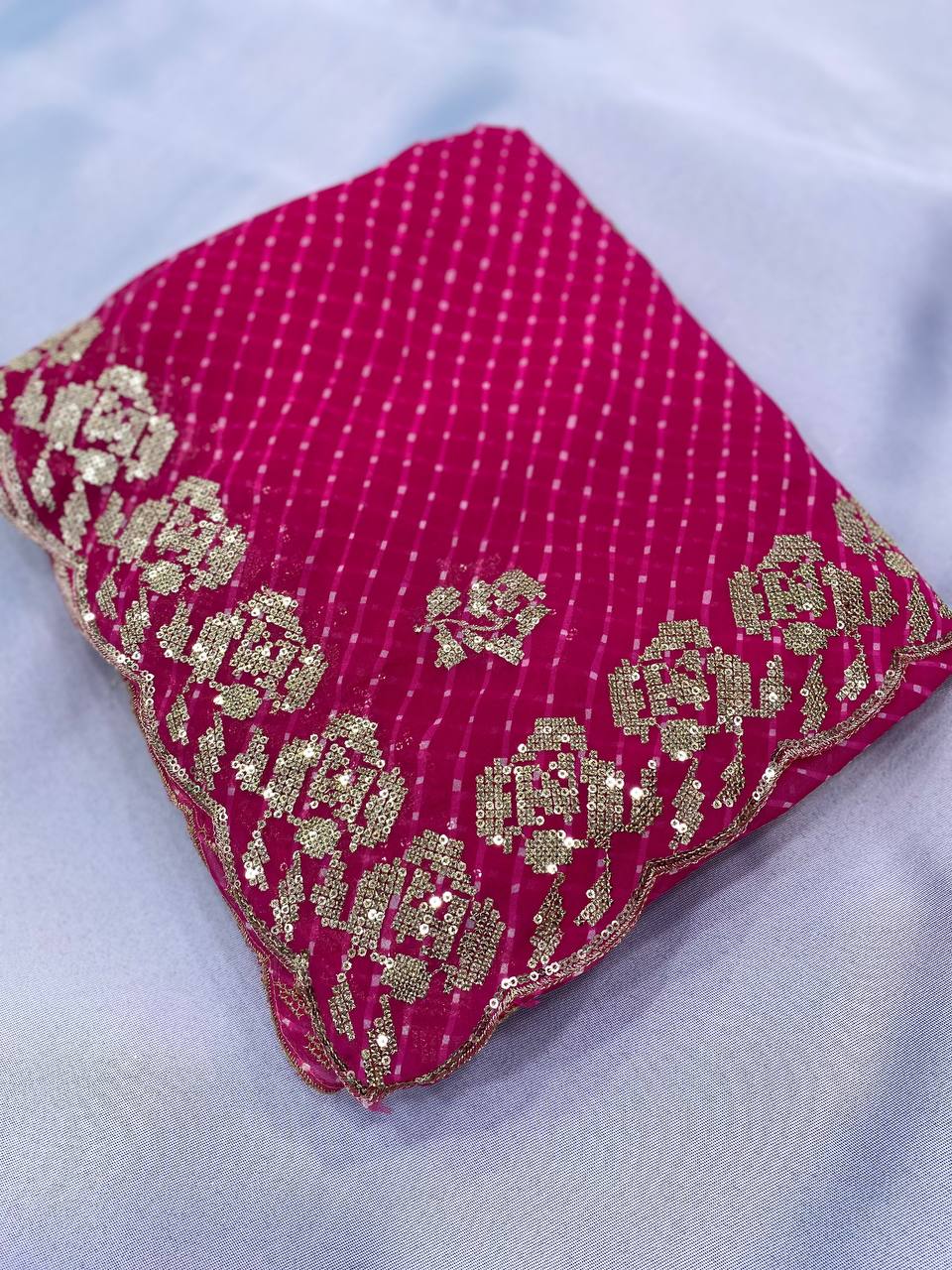 Pretty Pink Leriya Printed Georgette Saree Collection