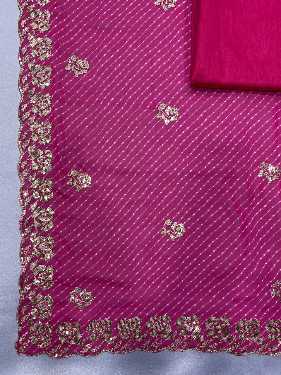 Pretty Pink Leriya Printed Georgette Saree Collection