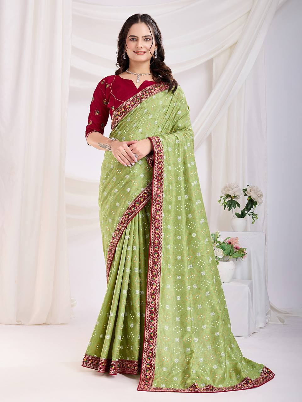 Adorable Designer Bandhni Vichitra Silk Saree Collection.