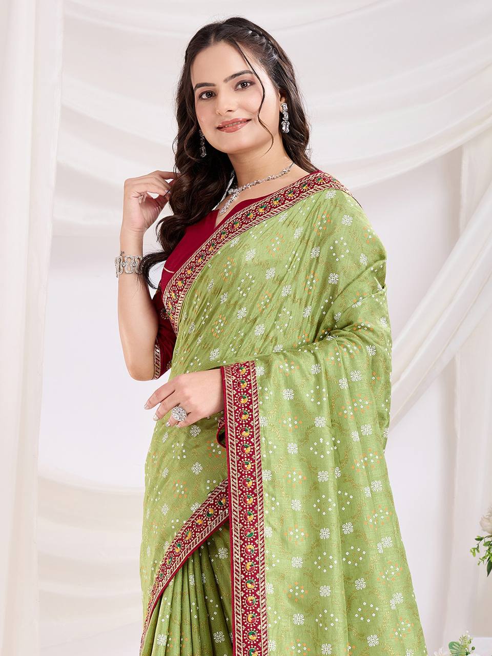 Adorable Designer Bandhni Vichitra Silk Saree Collection.