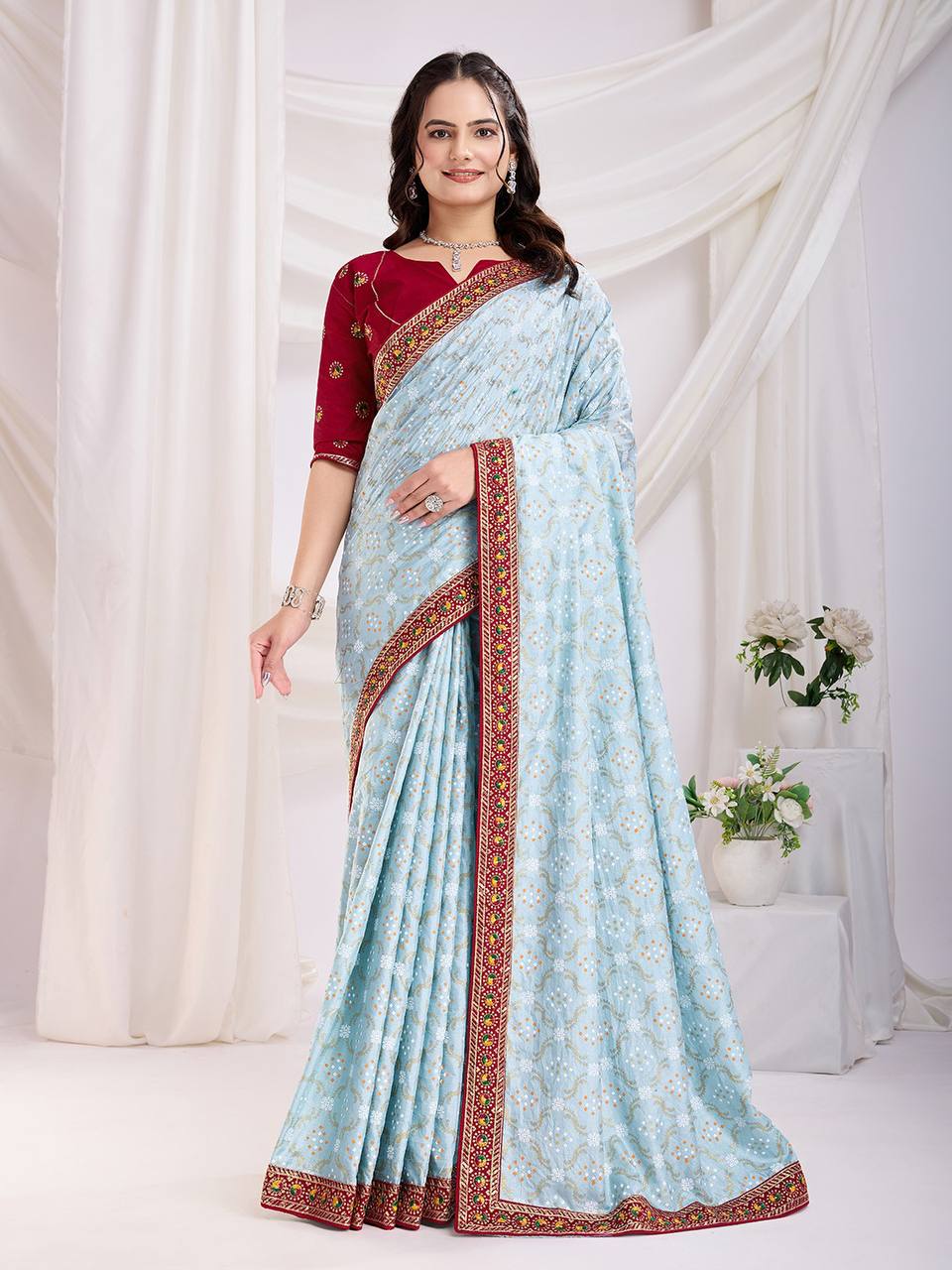 Latest New Trendy Bandhni Vichitra Silk Saree Collection.