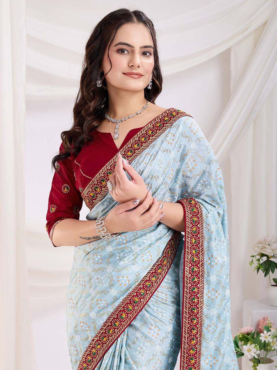 Latest New Trendy Bandhni Vichitra Silk Saree Collection.